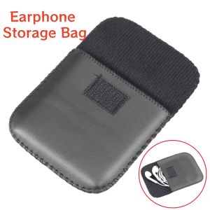 Portable Mini Earphone Storage Bag PU Leather Waterproof Protective Sleeve Pouch for USB Data Charging Cable Case Coin Purse