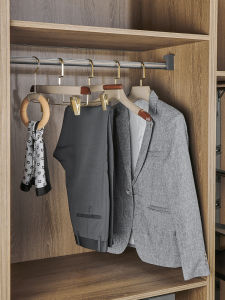 Nordic Style Soft Decoration Scarf Tie Leather Pendent Buckle Hanger Set Wardrobe Clothes Hanger Rod Tie Hanging Bar