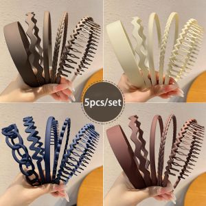 5pcs/set Solid Headbands for Women Korean Elegant Hair Hoop Summer Hairbands Set for Women Adult