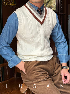 Vintage British Style Sleeveless Knitted Vest
