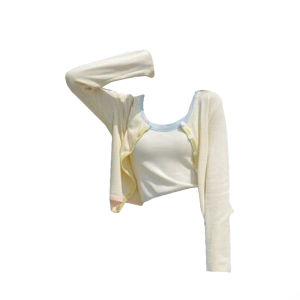 ชุดแฟชั่นสไตล์วิทยาลัย 2025 ใหม่เสื้อคลุมแขนยาวถักสองชิ้นสำหรับผู้หญิง เสื้อคลุมเปิดไหล่ ชุดแฟชั่นฤดูใบไม้ร่วง