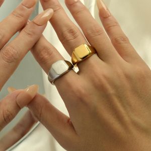 vnox stainless steel all smooth Signet Rings for men Women Stylish Trendy wedding Jewelry Accessories gifts