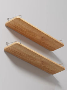 Wall-Mounted Shelf No Drilling One-Word Design Solid Wood Board