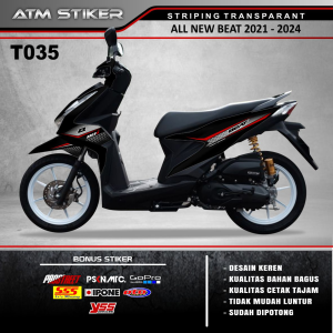 Stiker Striping Variasi Transparan Honda Beat Deluxe 2021-2024