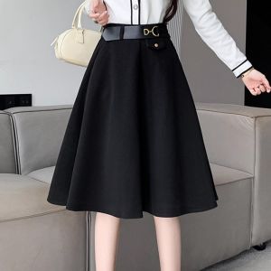 French Design Petite A-Line Wool Skirt