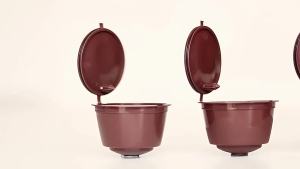 6pcs Refillable Coffee Cup Filter With Brush Spoon Capsule Shell Reusable Coffee Cup Holder Pod Strainer For Nescafe Dolce Gusto