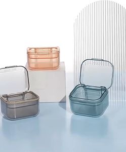 Zeekea Denture Case Kit with Strainer Large Mouth Guard with Lid HingeStorage Soak Container Denture Case for Clean