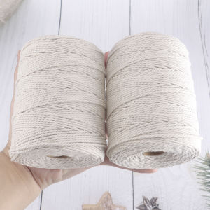 2 Cuộn Dây Macrame Cotton Màu Be 2mm X 8661 Inch 3 Sợi Xoắn Dùng Làm Đồ Thủ Công Trang Trí Treo Tường Đám Cưới Tự Làm