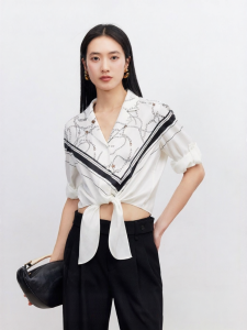 Vero Moda | New Convertible Sleeve Buttoned Print Long Sleeve Collar Blouse