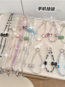 Sweet Cool Girl Gem Butterfly Knot Beads Long Chain Mobile Phone Lanyard Crossbody Short Versatile Personality Bracelet
