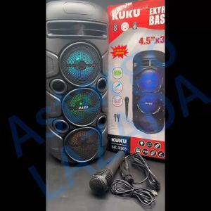 Bluetooth Speaker 3 * 4.5 Inch Extra Bass Multifunction Portable Stereo HiFi Karaoke Audio System High Quality Sound Wireless Party Disco RGB Speaker Support USB MP3 Playe FM Radio With Microphone