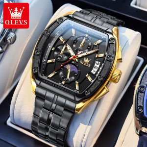 OLEVS Watch For Men Waterproof Original Brand Sports Casual Watch Stainless Steel Strap Luminous Calendar Chronograph With Box