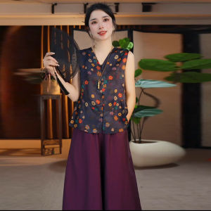 YOUFAN | Boho Style V-neck Sleeveless Chiffon Outfit