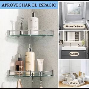 FK-12230 STAINLESS STEEL BATHROOM CORNER GLASS SHELF WALL MOINTED SINGLE TIER SHELVES ORGANIZER RACK 6MM THICK
