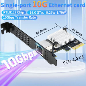 10G Ethernet Network Card 1-Port PCIe 4.0 X1 Realtek8127(PXE) Multi-Gigabit Network Speeds 10G RJ45 Lan Card