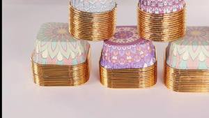Bộ 50 Giấy Vàng Cupcake Liners Cho Ramadan Eid Mubarak Đảng Muslin Bánh Nướng Ly Eid Al-Fitr Lễ Kỷ Niệm Tiếp Liệu