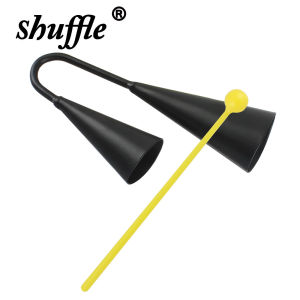 Two Tone Cowbell Metal Double Bell Binaural Cowbell Percussion Musical Instrument Accessories with Drum Stick Childrens Gifts