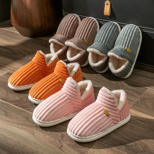รองเท้าแตะเด็กผ้าฝ้ายกันลื่นสำหรับฤดูหนาว รองเท้าแตะในบ้านแบบครอบครัวสำหรับเด็กชายและเด็กหญิง กันลื่น สวมใส่สบาย ระบายอากาศได้ดี