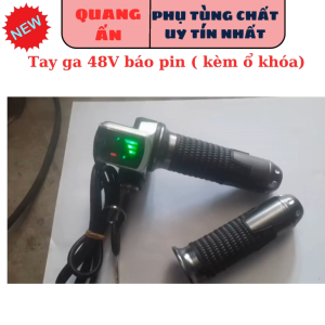 Tay ga bọc nhôm cao cấp báo pin 48V (kèm ổ khóa gồm 2 chìa khóa) (1 đôi) giá thợ dây dài 1.5 mét