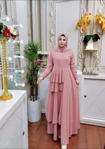 COD-GAMIS WANITA TERBARU Jubaida Series Set Pasmina Payet Mutiara Aplikasi Renda Swaroski
