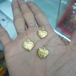 Không Kiêng Mồ Hôi Mặt Dây Chuyền Tượng Trái Tim 1.5cm Titanium- Dùng bền màu tắm rửa thoải mái không đen