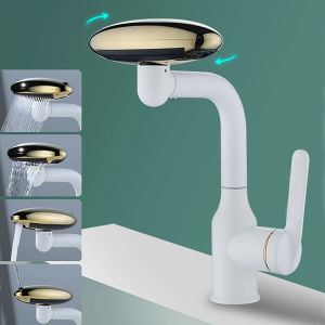 Multi Functional Waterfall Basin Faucet 4 Water Outlet Mode Spray Faucet 360°RotationHot Cold Water Sink Mixer Tap For Bathroom