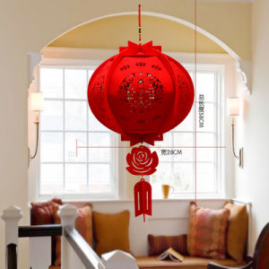 Wedding Decorations Red Lanterns Non-Woven Fabric Cartoon Luminaries Couple Names Hanging Ornaments Wedding Room Decoration