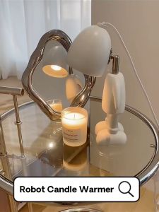 [Ready Stock] [Robot] Scented Candle Warmer Lamp Electric Candle Burner Heater Battery Melting Wax  2/3 Wick Candle Cute Cheap Fragrance Malaysia 3 Pin Plug Dimmable Adjustable Brightness LED Light Night Sleep Bedroom Bedside Table Desk Decoration Gift