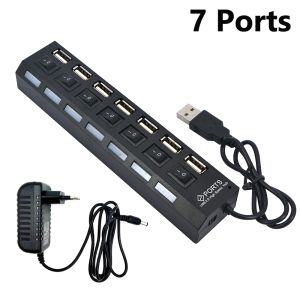 kebidumei | KEBIDUMEI 7 Port USB 2.0 HUB Multi Splitter Expander With Independent Switch USB Dock Station Computer Accessories For PC Laptop