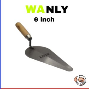 Sendok tembok bangunan lancip wanly ukuran 6 inchi gagang kayu