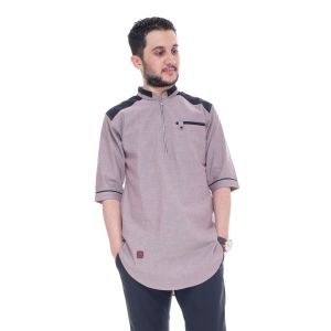Grosir Pakaian Muslim Laki Laki Bandung Lengan 3/4 Koko Ghazi Khaki