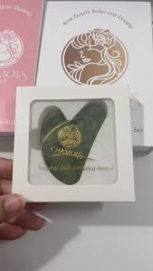 Chamois Facial Gua Sha เครื่องนวดหน้ากัวซา การทำจากหินหยกธรรมชาติ 100% Jade สำหรับผิวหน้า