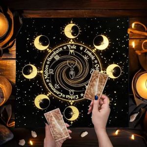 VIKAMA Sun Moon Moon Phase Altar Cloth Tarot Card Tablecloth Wika Ceremony Mat Spiritual Meditation Desktop Decoration
