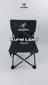 CHAMPS Kursi Lipat Outdoor Hitam Jumbo L-XXXL – Oxford Tebal Tas Gratis Cocok Camping & Mancing