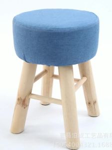 Wooden High Storage Stool Washable Simple Fabric