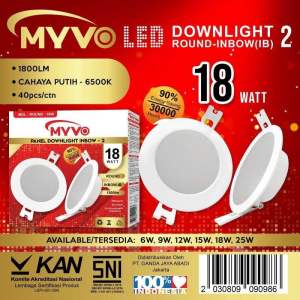 DOWN LIGHT Downlight Inbow 18W BULAT LED PANEL LAMPU LED MYVO Murah