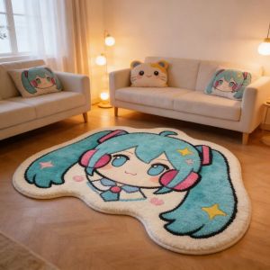 Bandai | Hatsune Miku Thick Faux Wool Rug – Non-Slip for Bedroom Bedside Floor Mirror Mat