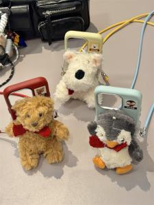 Cute Cartoon Penguin Bear Plush Mobile Phone Case Blue Background Full Edge Protection Soft Shell for  17Promax 14Pro New Model