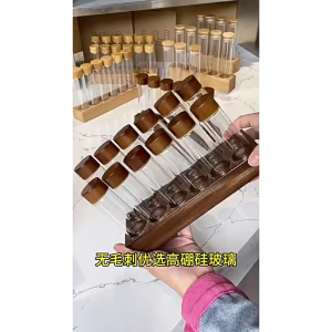 Coffee bean display rack with 6 sealed High Quality Coffee Supplies Brown Multi-function CoffeeWood