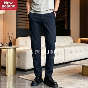 NEW BOLUNE | Slim Straight Business Casual Pants for Men Summer Light Breathable Elastic