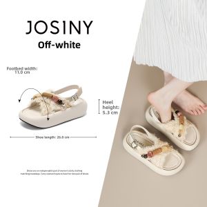 Josiny | Bohemian Fringe Beaded Thick Bottom Open Toe Slides