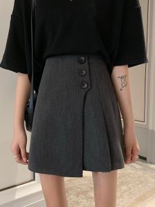 plus Size Womens A-Line Short Skirt High Waist Cover Hip 200 Pounds Asymmetrical Pleated Slimming Half-length Skirts