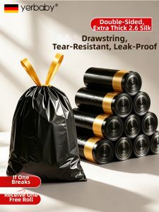 YERBABY | Easy-to-use Thick Black Kitchen and Bathroom Trash Bags Large