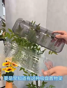 Kệ Nhà Tắm Trong Suốt Cốc Hút Chân Không Tiện Lợi Kệ Để Đồ Đa Năng Thiết Kế Kiểu Dáng Sang Trọng