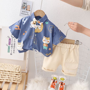 Kartun Polo kemeja setelan anak laki laki casual imut bayi Lengan pendek pakaian sets katun import