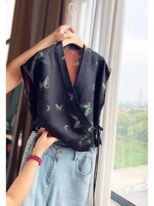 Áo Vest in Họa Tiết Màu Đen Thanh Lịch Dành Cho Nữ Mùa Hè Phong Cách Trung Hoa Mới Áo Vest in Họa Tiết Thời Trang Công Sở Thường Ngày