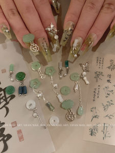 Yifan Bamboo and Crane New Chinese Style Crane. Ink Bamboo Stickers National Style Jade Nail Ornament H12j149