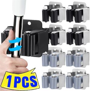 ไม้ถูพื้นตะขอติดผนังแบบเจาะรูสำหรับราวไม้แขวนจัดระเบียบไม้กวาดพร้อมสกรูอุปกรณ์ในห้องน้ำในห้องครัวจัดเก็บได้หลายไม้ถูพื้นเอนกประสงค์