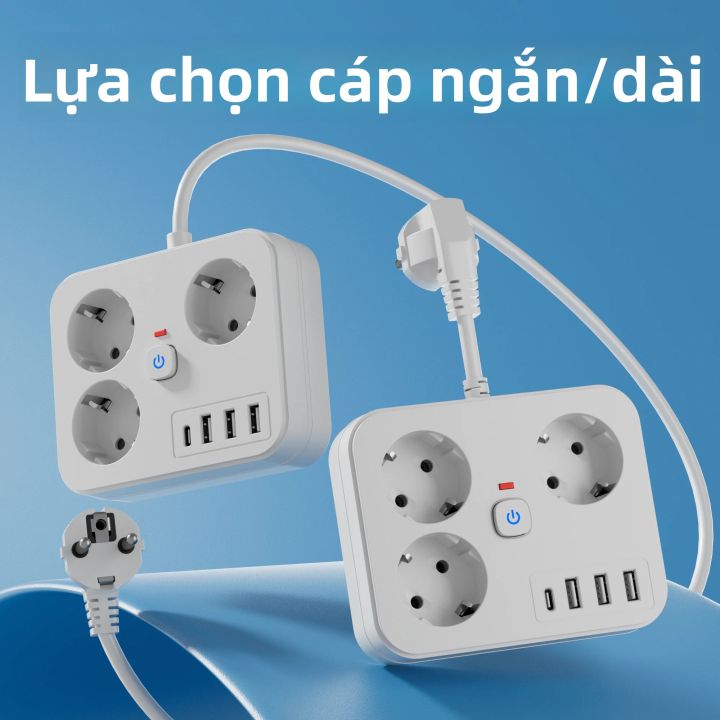 Ổ Cắm Điện Gắn Tường Mở Rộng 7 Trong 1 Với Chức Năng Bảo Vệ Quá Tải, 3 ...