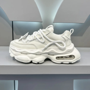 Summer 2025 New Mens Casual Shoes Breathable Mesh Air-Cushioned Dad Sneakers Student Party Sports Leisure round Toe Rubber Sole